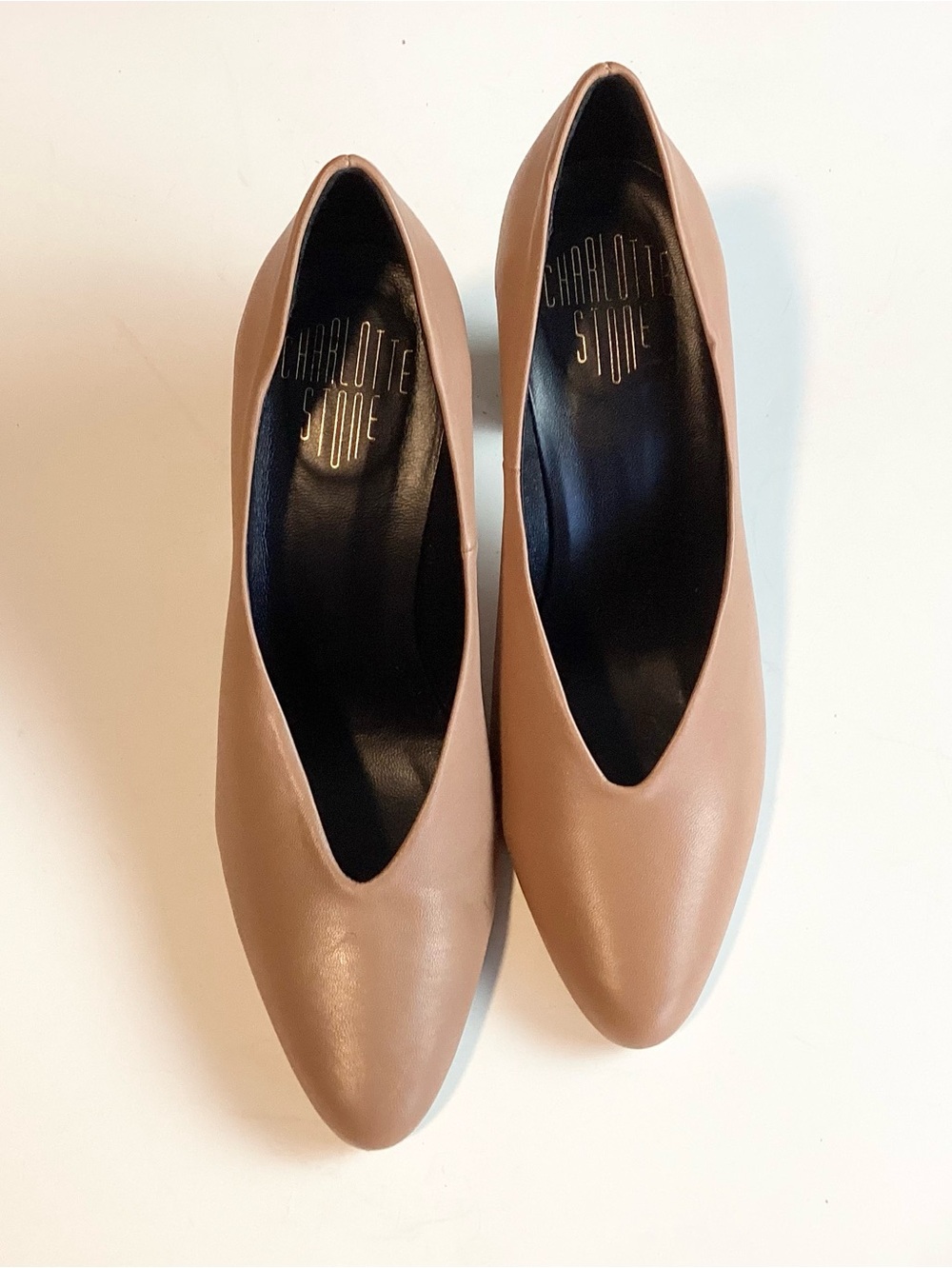 Charlotte Stone Maren Almond Toe Block Heel Pump - Tan - 9 - Picture 2 of 9